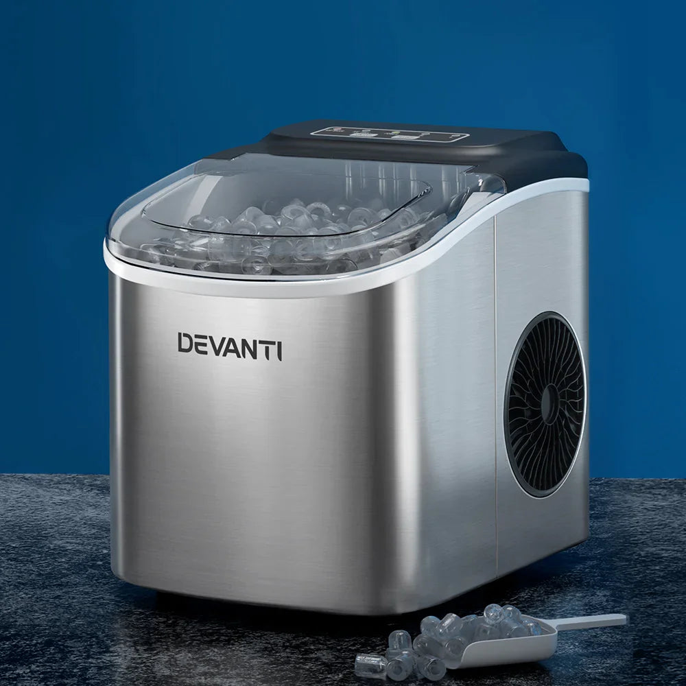 Devanti 12kg Ice Maker Machine w/Self Cleaning Silver - Flea Market